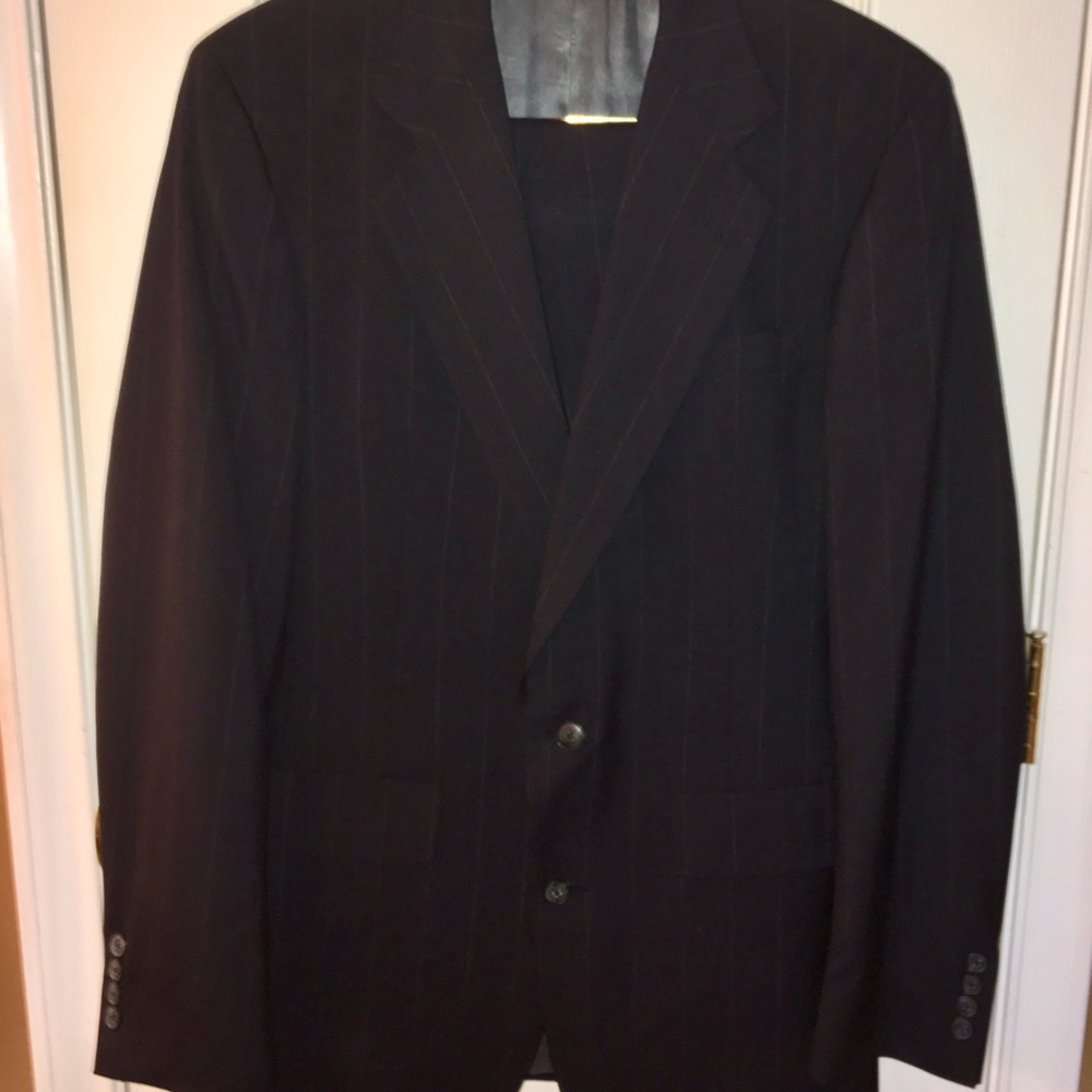 Wool charcoal pinstripe suit.